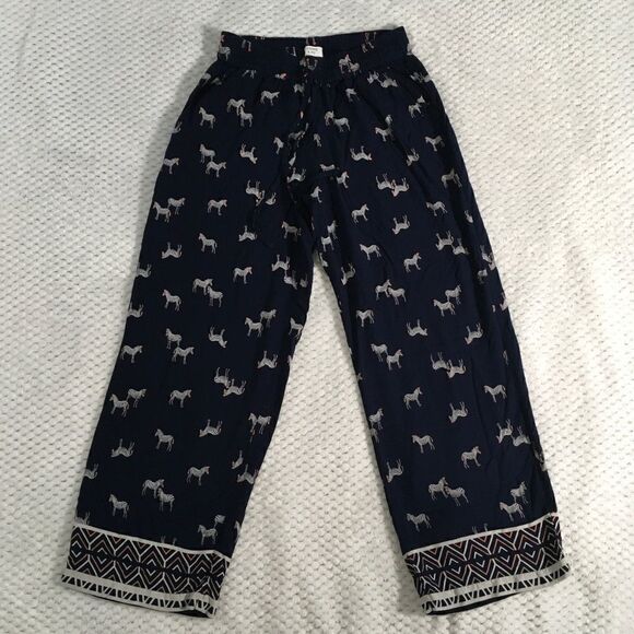 crown & ivy palazzo pants, dark blue with zebras, size small. - Picture 1 of 9
